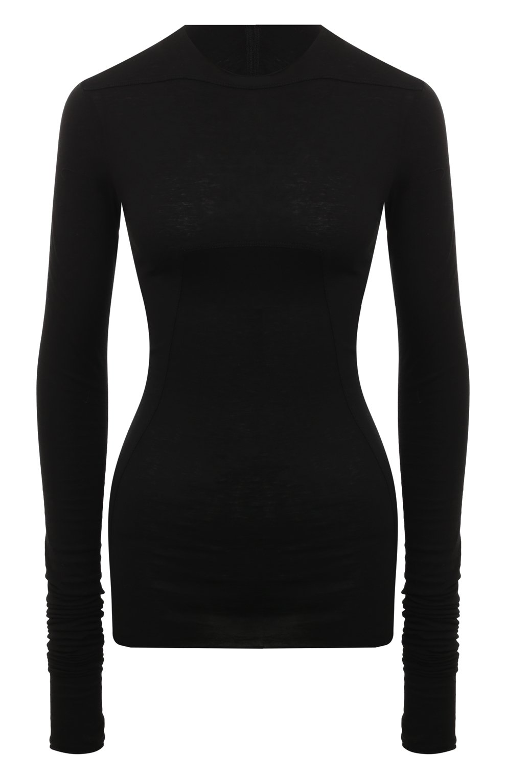 Лонгслив из хлопка и кашемира RICK OWENS черного цвета по цене 45400 руб., арт. RP02D3228/JWS, фото 1 Лонгслив из хлопка и кашемира RICK OWENS, арт. RP02D3228/JWS, фото 1