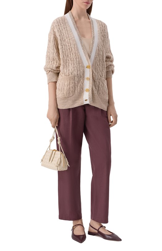 Брюки из хлопка и льна Brunello Cucinelli ML118P9217 Фиолетовый  ML118P9217 Фото 2