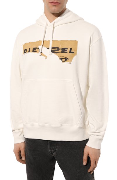 Хлопковое худи DIESEL кремового цвета по цене 48050 руб., арт. A08528/0EJAA, фото 3 Хлопковое худи DIESEL, арт. A08528/0EJAA, фото 3