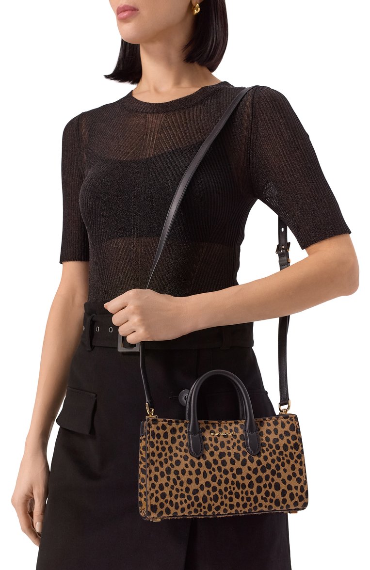 Женская сумка scarlett xs MICHAEL MICHAEL KORS леопардового цвета, арт. 32R5GETC00 | Фото 2 (Ремень/цепочка: На ремешке; Размер: small; Материал: Натуральная кожа)