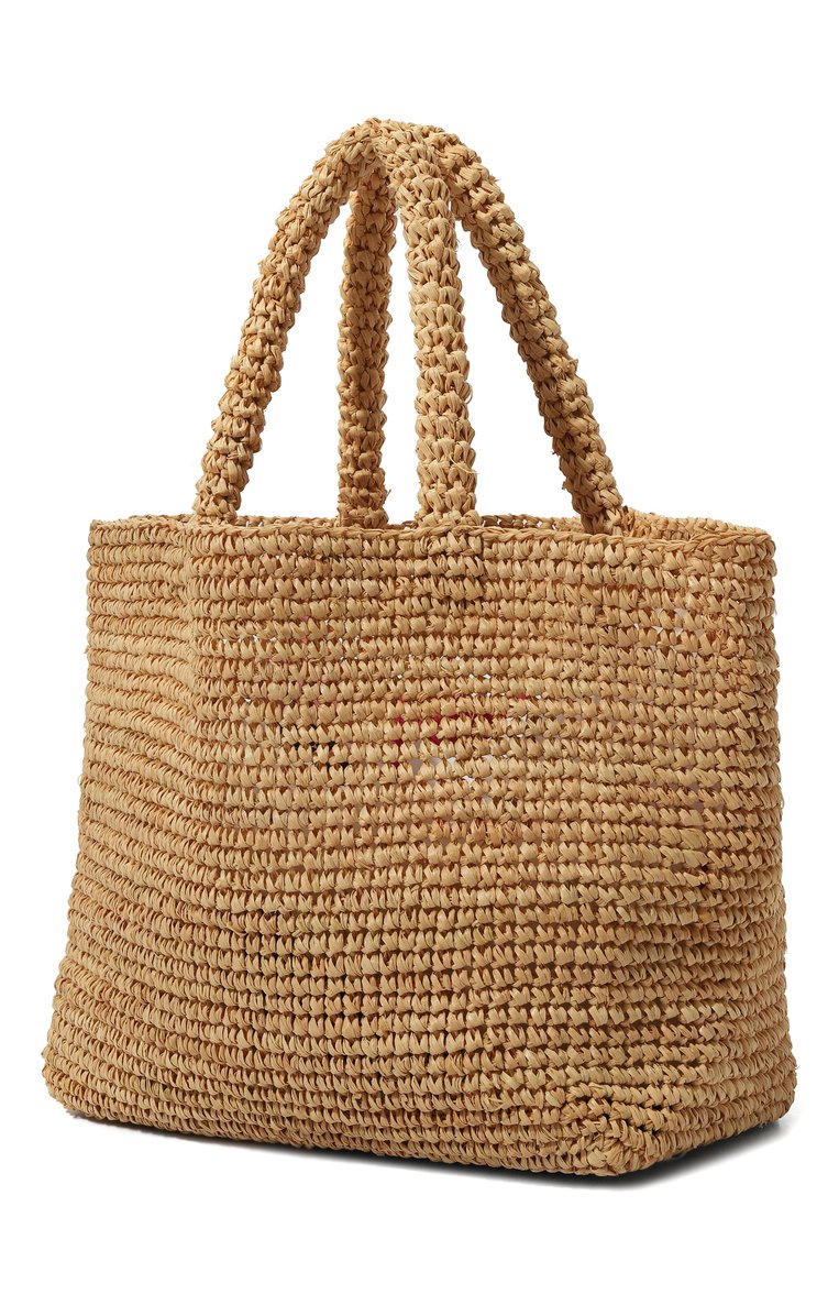 Детская комплект из сумки и футляра MC2 SAINT BARTH бежевого цвета, арт. RAFFIA BEACH MID | Фото 2 (Материал сплава: Проставлено; Нос: Не проставлено; Материал: Рафия)