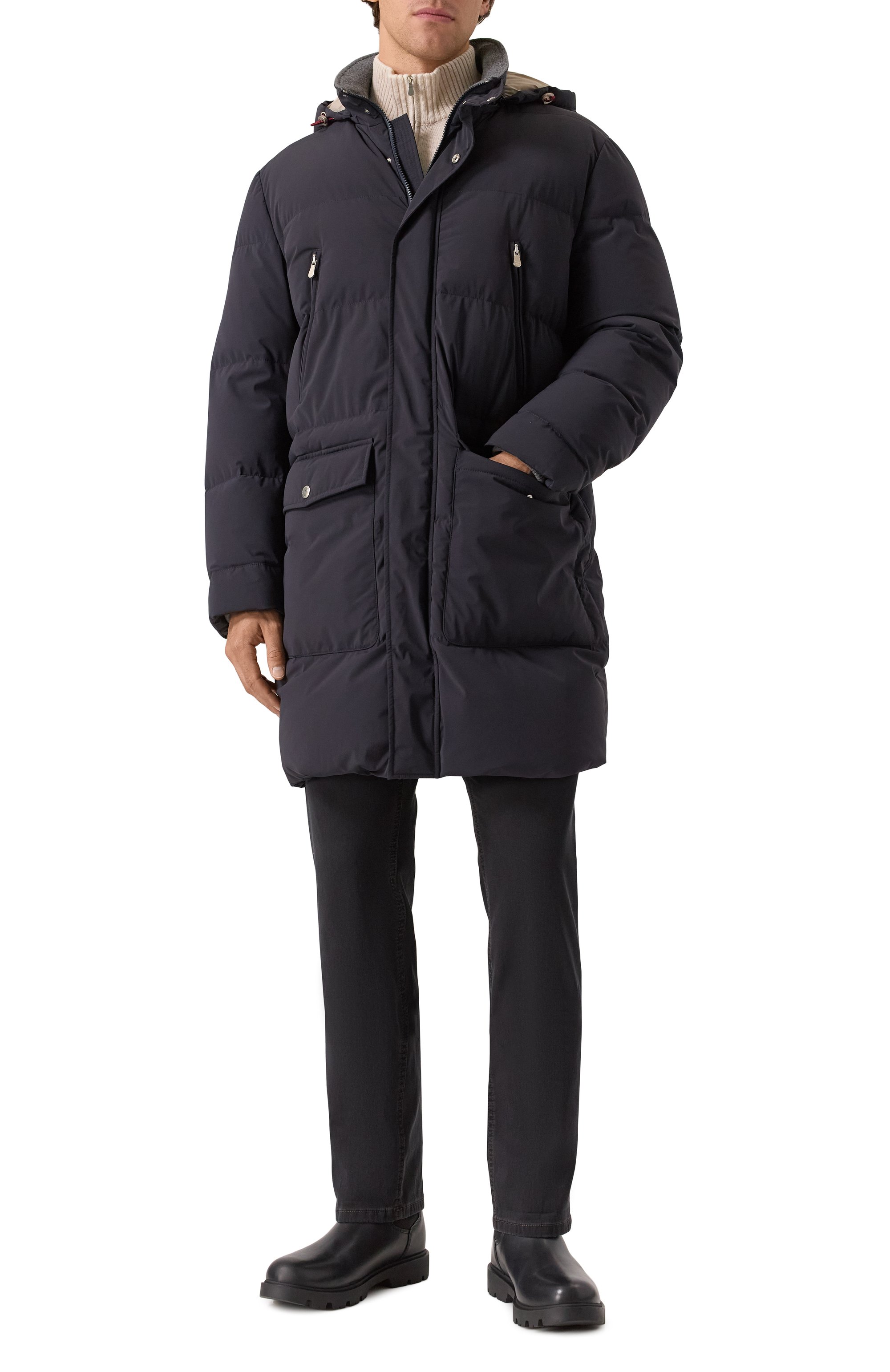 Пуховик BRUNELLO CUCINELLI темно-синего цвета по цене 779500 руб., арт. MM4911827, фото 2 Пуховик BRUNELLO CUCINELLI, арт. MM4911827, фото 2