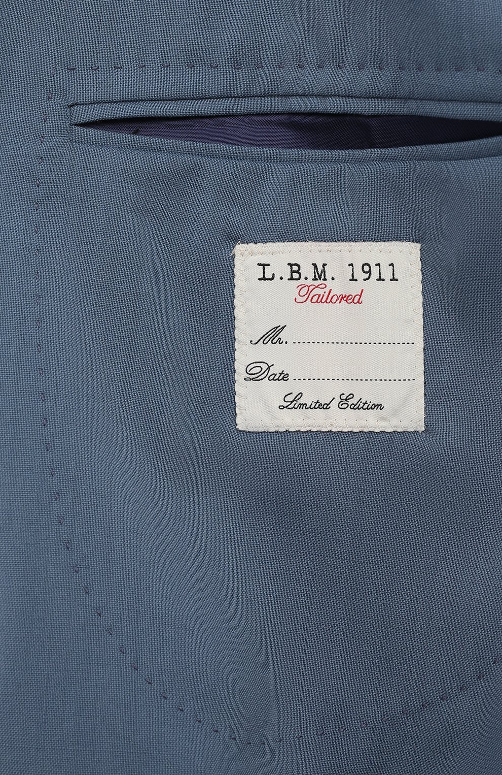 Шерстяной пиджак L.B.M. 1911 синего цвета по цене 87550 руб., арт. 2652/34030, фото 8 Шерстяной пиджак L.B.M. 1911, арт. 2652/34030, фото 8