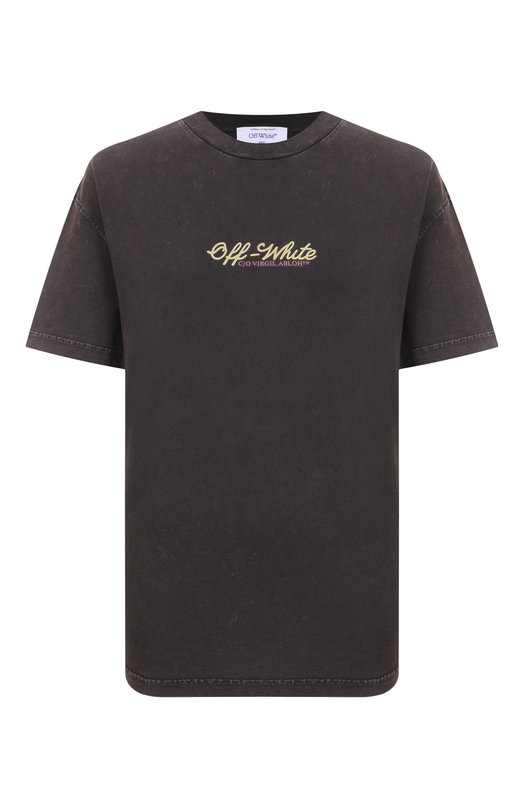 Хлопковая футболка Off-White 0WAA089S26JER008 Серый 0WAA089S26JER008