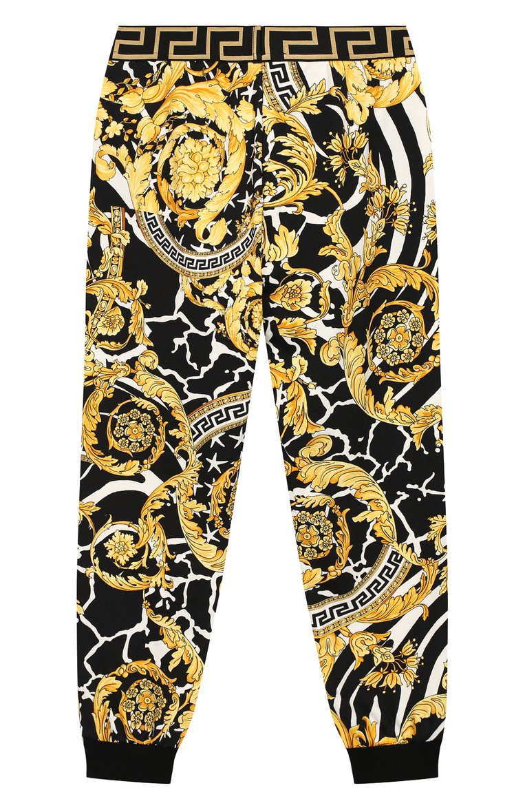 Детские хлопковые джоггеры VERSACE разноцветного цвета, арт. YC000124/YA00277/8A-14A | Фото 2 (Материал внутренний: Не назначено; Материал сплава: Проставлено; Нос: Не проставлено; Материал внешний: Хлопок; Девочки Кросс-КТ: Джоггеры-одежда; Статус проверки: Проверена категория; Ростовка одежда: 10 - 11 лет | 140 - 146см, 12 лет | 152 см, 16 лет | 164 см, 8 лет | 128 см)