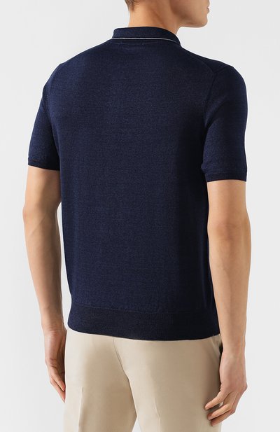 Поло изо льна и хлопка FIORONI темно-синего цвета по цене 43950 руб., арт. MK20701C1, фото 4 Поло изо льна и хлопка FIORONI, арт. MK20701C1, фото 4