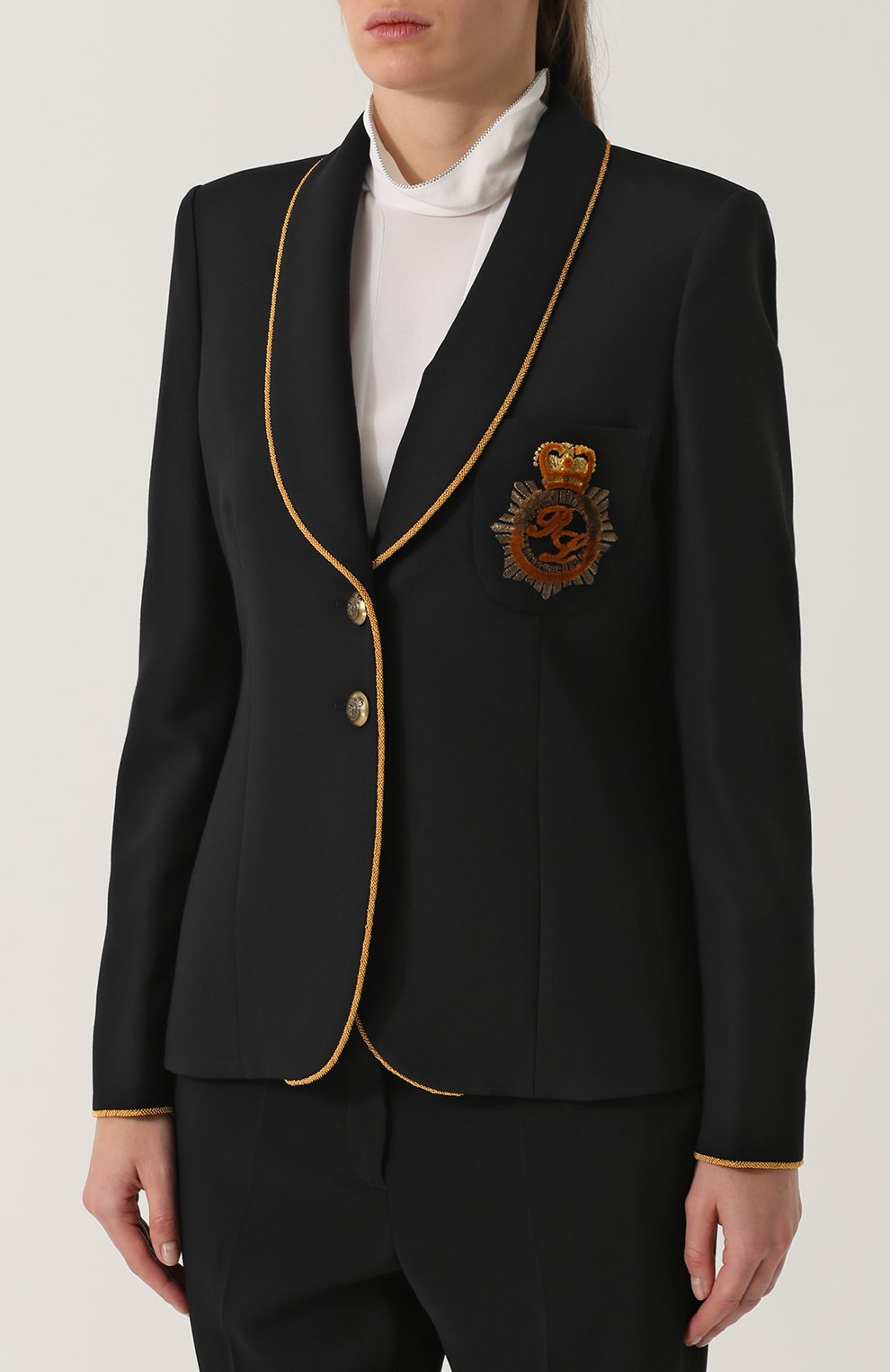 Жакет из смеси шерсти  и шелка с контрастной отделкой RALPH LAUREN, арт. 290679453, фото 3