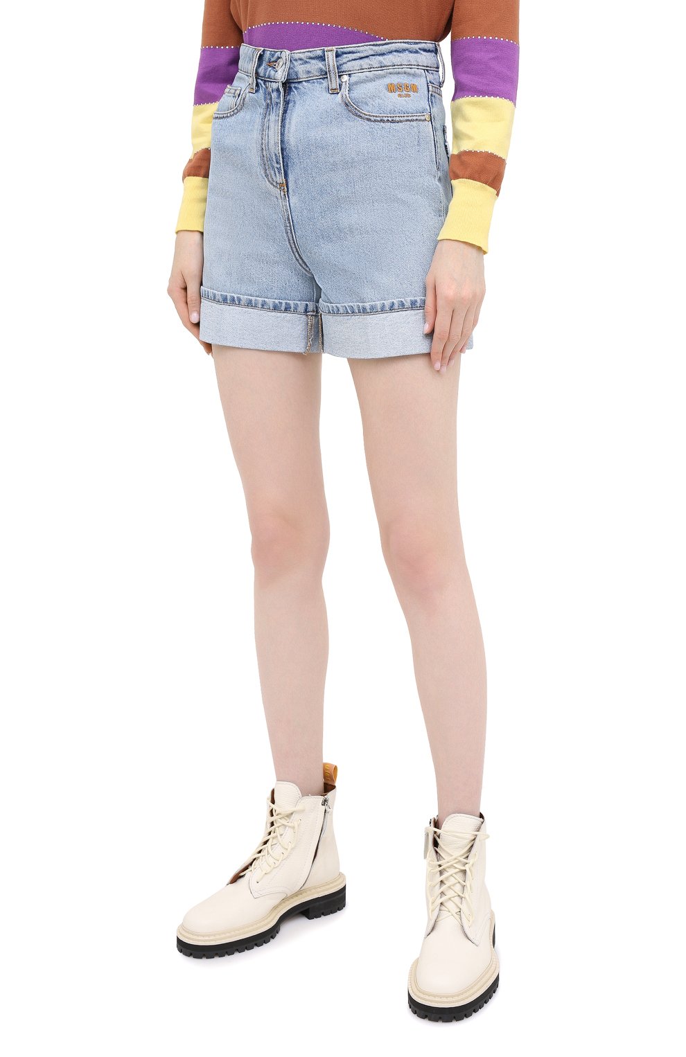 Джинсовые шорты MSGM голубого цвета по цене 24900 руб., арт. 2943MDB40L 207639, фото 3 Джинсовые шорты MSGM, арт. 2943MDB40L 207639, фото 3