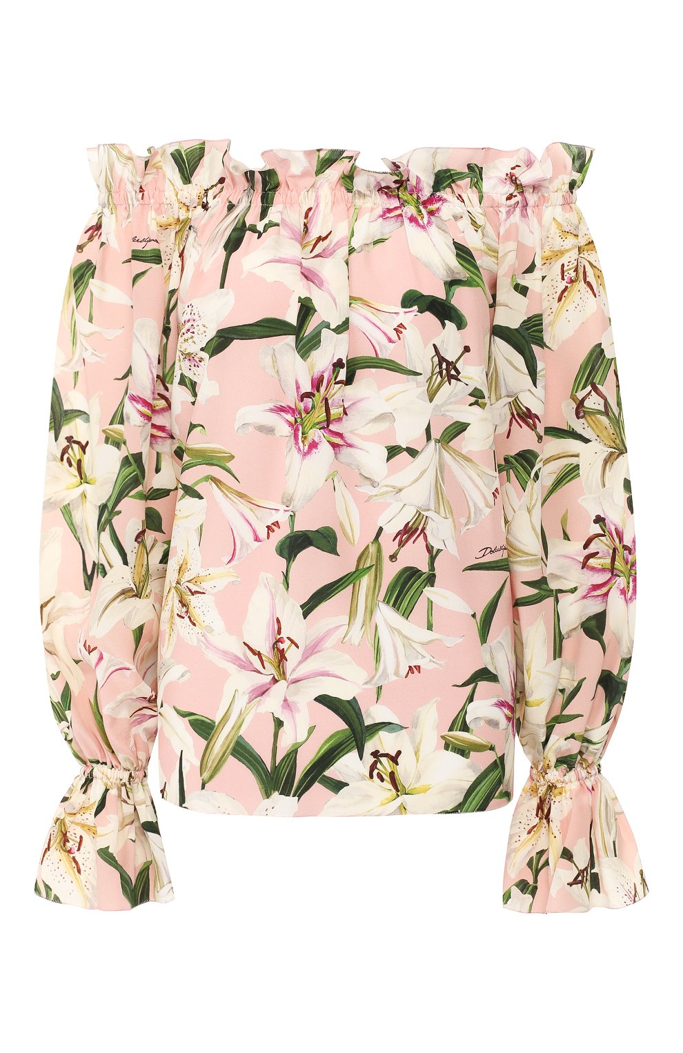 Шелковый топ DOLCE & GABBANA светло-розового цвета по цене 99500 руб., арт. F73R5T/HS15F, фото 1 Шелковый топ DOLCE & GABBANA, арт. F73R5T/HS15F, фото 1