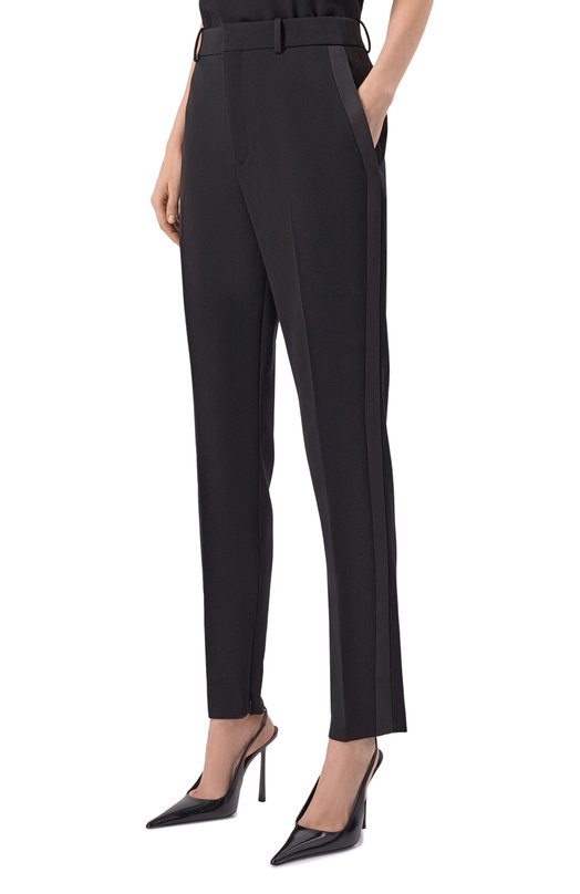 Шерстяные брюки Saint Laurent 850590/Y7E63 Чёрный  850590/Y7E63 Фото 3