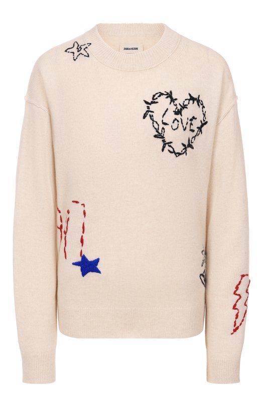 Кашемировый пуловер Zadig and Voltaire KWSW02810 Кремовый KWSW02810
