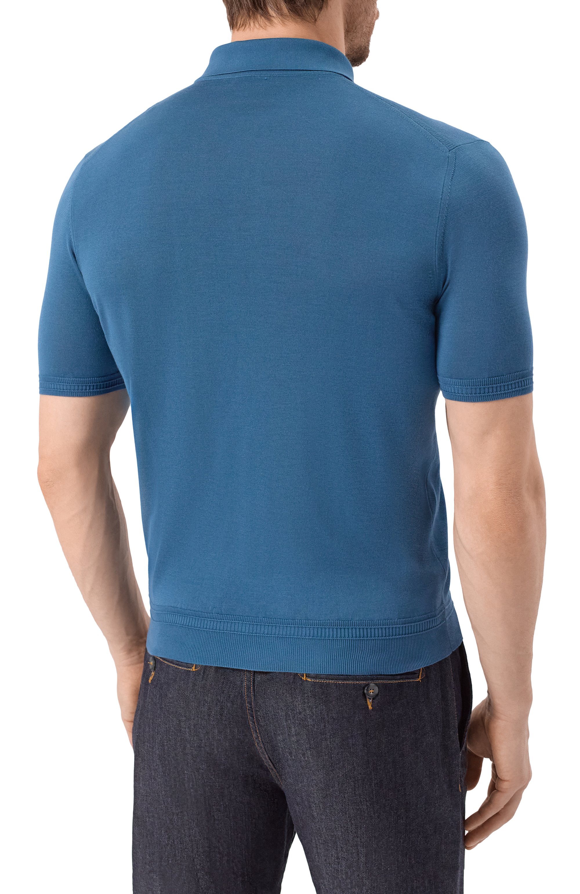 Шелковое поло STEFANO RICCI голубого цвета по цене 130000 руб., арт. K616215P31/F25101, фото 4 Шелковое поло STEFANO RICCI, арт. K616215P31/F25101, фото 4