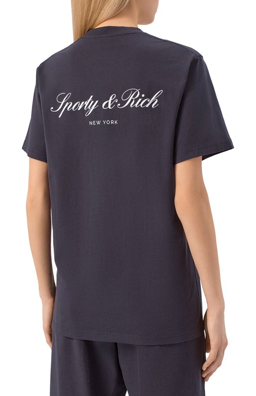 Хлопковая футболка Sporty and Rich T004360329BA01 Чёрный  T004360329BA01 Фото 4