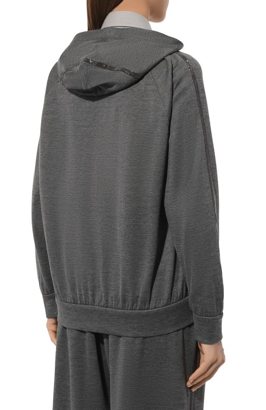 Толстовка из хлопка и шелка Brunello Cucinelli MD828B1342 Серый  MD828B1342 Фото 4