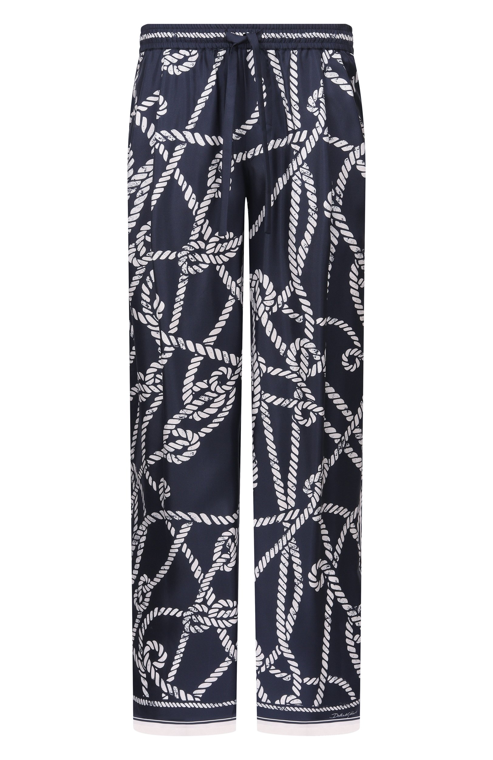 Шелковые брюки DOLCE & GABBANA темно-синего цвета по цене 212000 руб., арт. GP23FT/HI142, фото 1 Шелковые брюки DOLCE & GABBANA, арт. GP23FT/HI142, фото 1