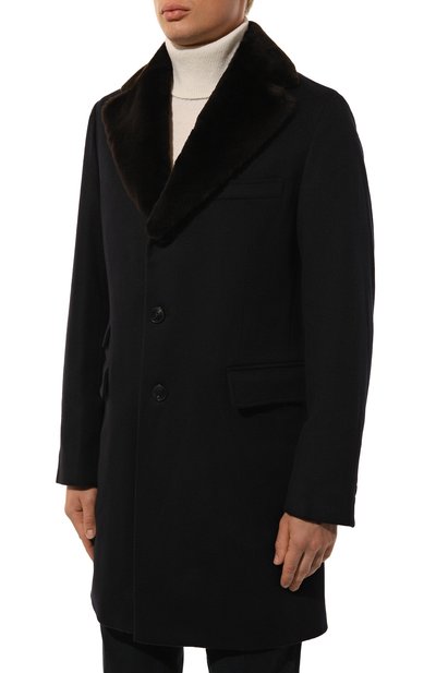 Пальто с воротником из нутрии ANDREA CAMPAGNA темно-синего цвета по цене 427000 руб., арт. 24U039, фото 3 Пальто с воротником из нутрии ANDREA CAMPAGNA, арт. 24U039, фото 3