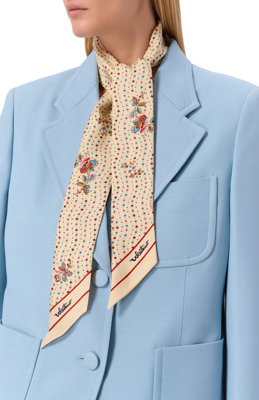 Шелковый шарф-твилли Valentino 8W2E6017/GEG Кремовый  8W2E6017/GEG Фото 2