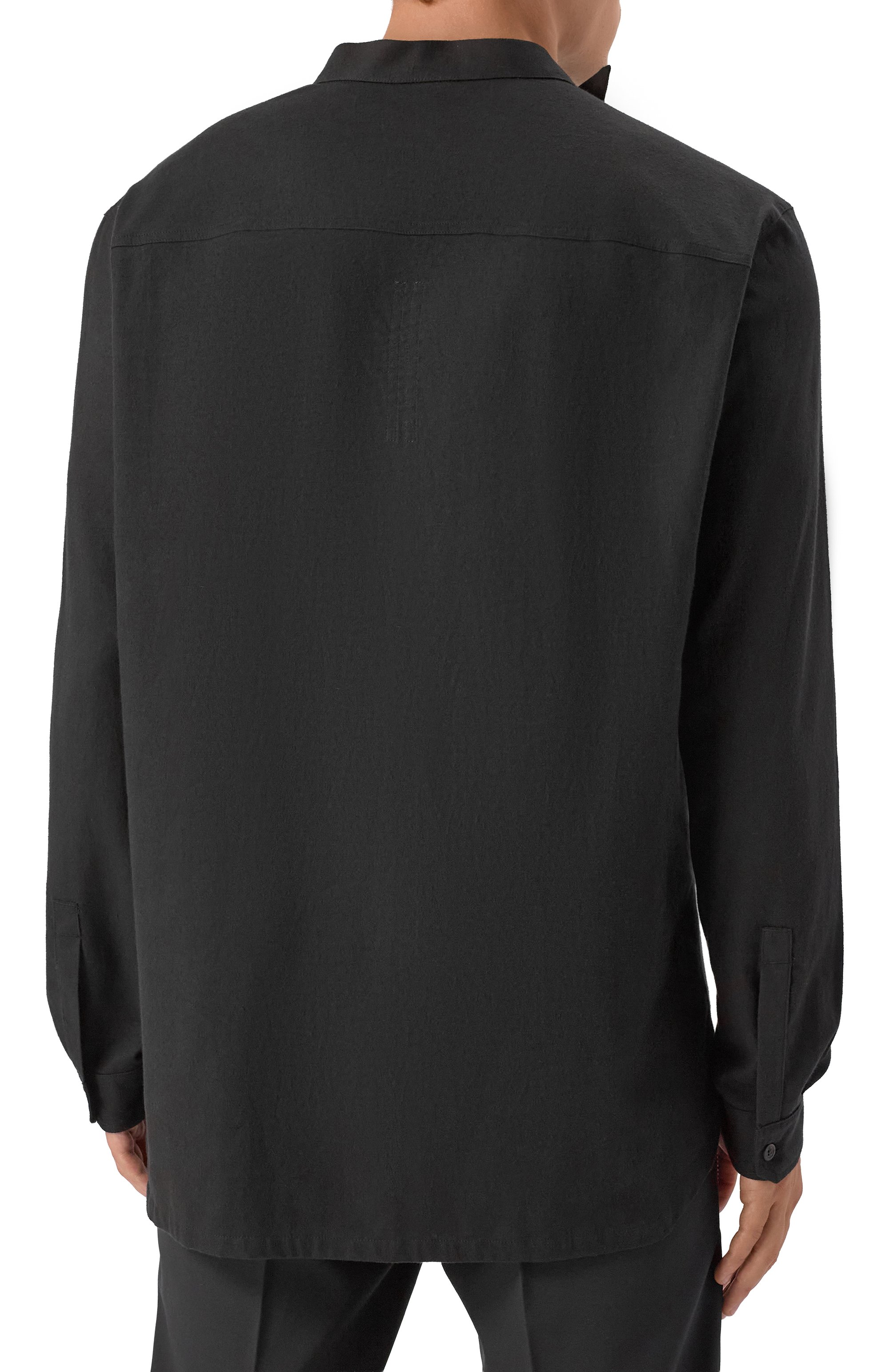 Рубашка из хлопка и шерсти RICK OWENS черного цвета по цене 86850 руб., арт. RU02E1299/FLW, фото 4 Рубашка из хлопка и шерсти RICK OWENS, арт. RU02E1299/FLW, фото 4