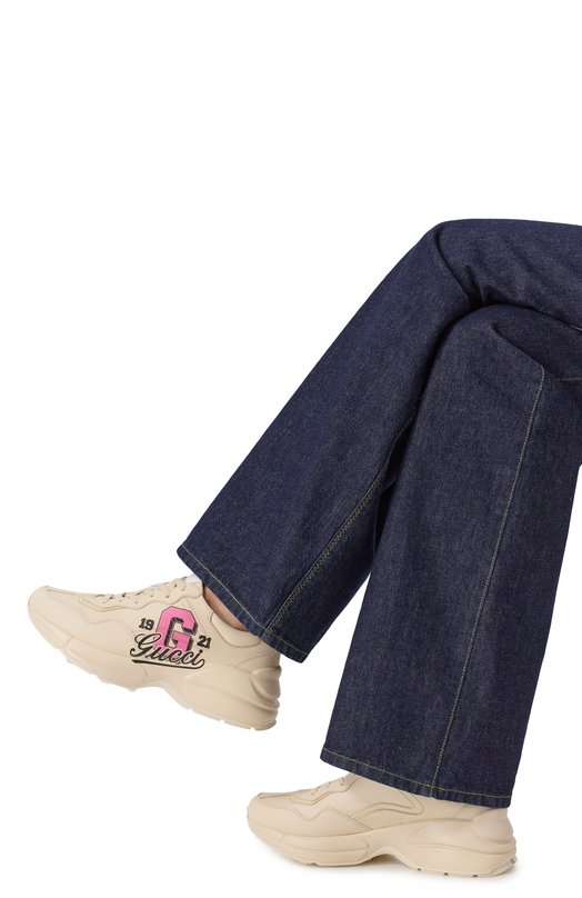 Кожаные кроссовки Rhyton Gucci 817482/UPG00 Кремовый  817482/UPG00 Фото 2