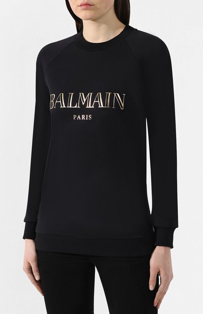Хлопковый пуловер BALMAIN черного цвета по цене 58550 руб., арт. RF13735/I044, фото 3 Хлопковый пуловер BALMAIN, арт. RF13735/I044, фото 3