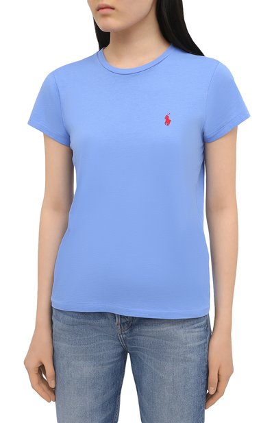 Хлопковая футболка POLO RALPH LAUREN синего цвета по цене 8590 руб., арт. 211734144, фото 3 Хлопковая футболка POLO RALPH LAUREN, арт. 211734144, фото 3