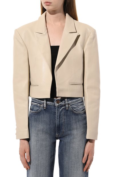 Кожаный жакет JACOB LEE кремового цвета по цене 205540 руб., арт. WLB016123MB, фото 3 Кожаный жакет JACOB LEE, арт. WLB016123MB, фото 3