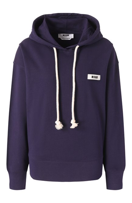 Женский хлопковое худи MSGM фиолетового цвета, арт. 3841MDM141/257000 | Фото 1 (Материал сплава: Проставлено; Рукава: Длинные; Драгоценные камни: Проставлено; Материал внешний: Хлопок; Длина (для топов): Стандартные)