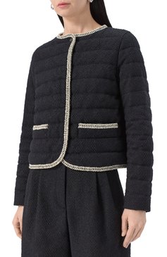 Женская пуховая куртка HERNO черного цвета, арт. PI002020D/13241 | Фото 3 (Рукава: Длинные; Материал внешний: Синтетический материал, Хлопок; Длина (верхняя одежда): Короткие; Материал утеплителя: Пух и перо; Материал подклада: Синтетический материал; Стили: Кэжуэл; Кросс-КТ: Утепленные, Куртка; Женское Кросс-КТ: Подстежка)