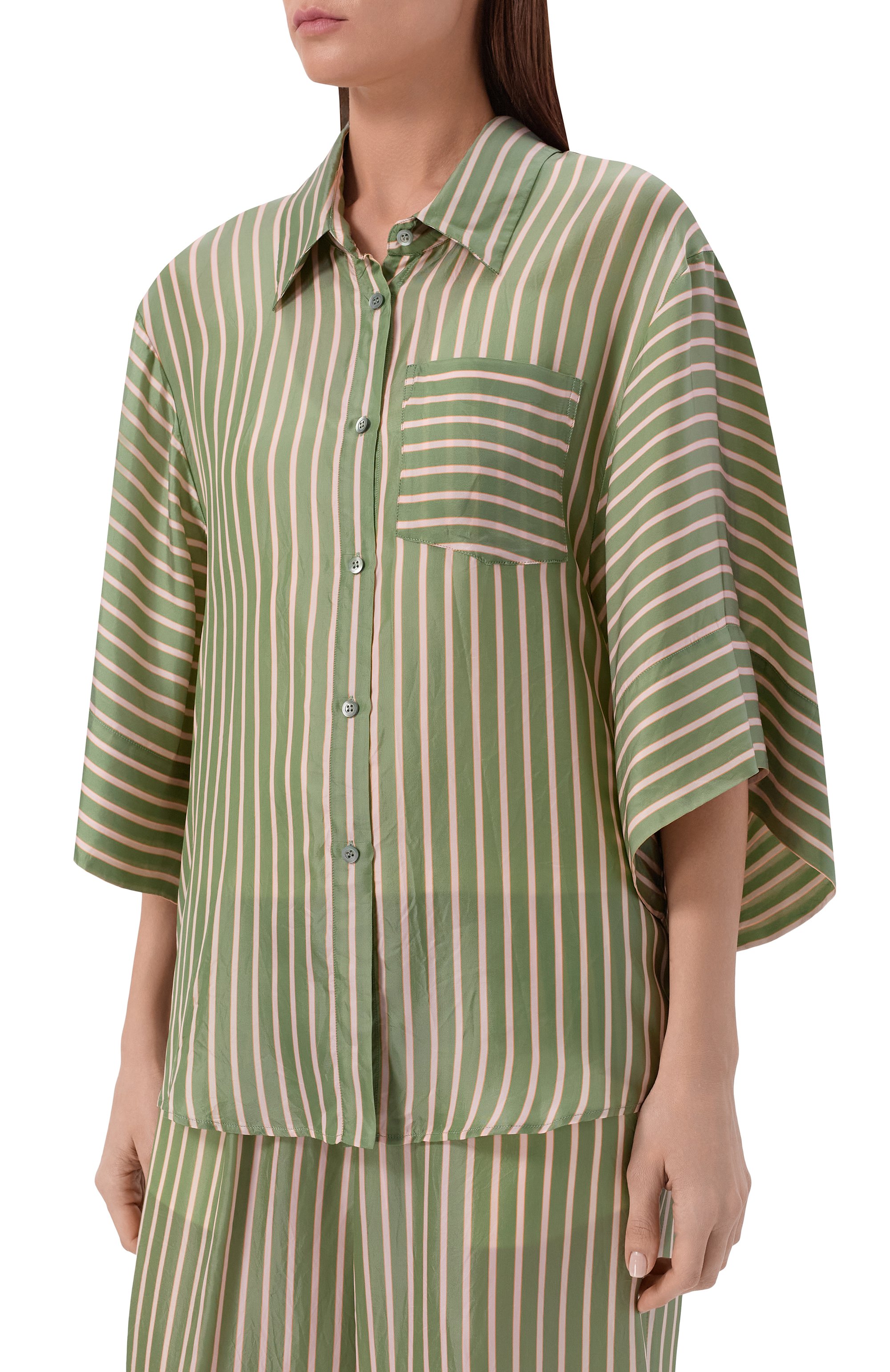 Рубашка DRIES VAN NOTEN зеленого цвета по цене 69500 руб., арт. 010757/3274, фото 3 Рубашка DRIES VAN NOTEN, арт. 010757/3274, фото 3