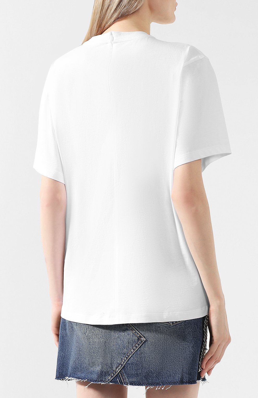 Хлопковая футболка VICTORIA, VICTORIA BECKHAM белого цвета по цене 9380 руб., арт. JYVV 103A PSS19 C0TT0N JERSEY / EMB, фото 4 Хлопковая футболка VICTORIA, VICTORIA BECKHAM, арт. JYVV 103A PSS19 C0TT0N JERSEY / EMB, фото 4