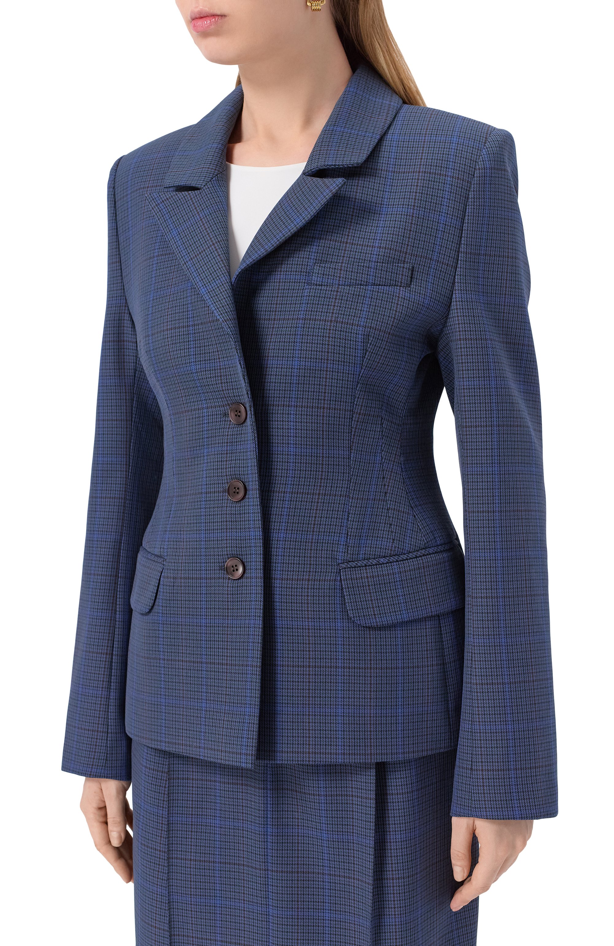 Жакет LESYANEBO синего цвета по цене 54000 руб., арт. LN02H-878_MAE, фото 3 Жакет LESYANEBO, арт. LN02H-878_MAE, фото 3