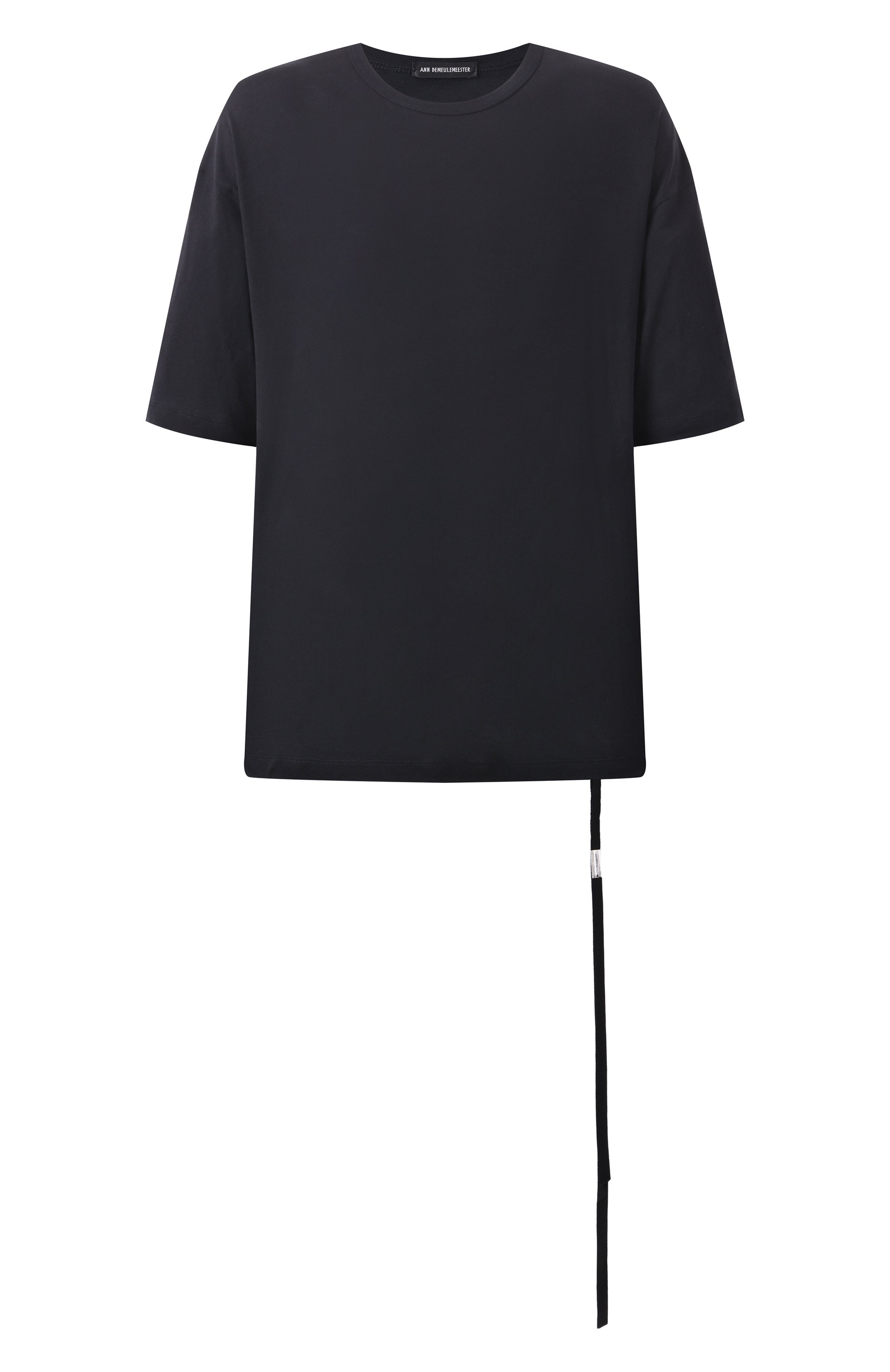 Хлопковая футболка ANN DEMEULEMEESTER черного цвета по цене 42650 руб., арт. B0012702/FA206, фото 1 Хлопковая футболка ANN DEMEULEMEESTER, арт. B0012702/FA206, фото 1