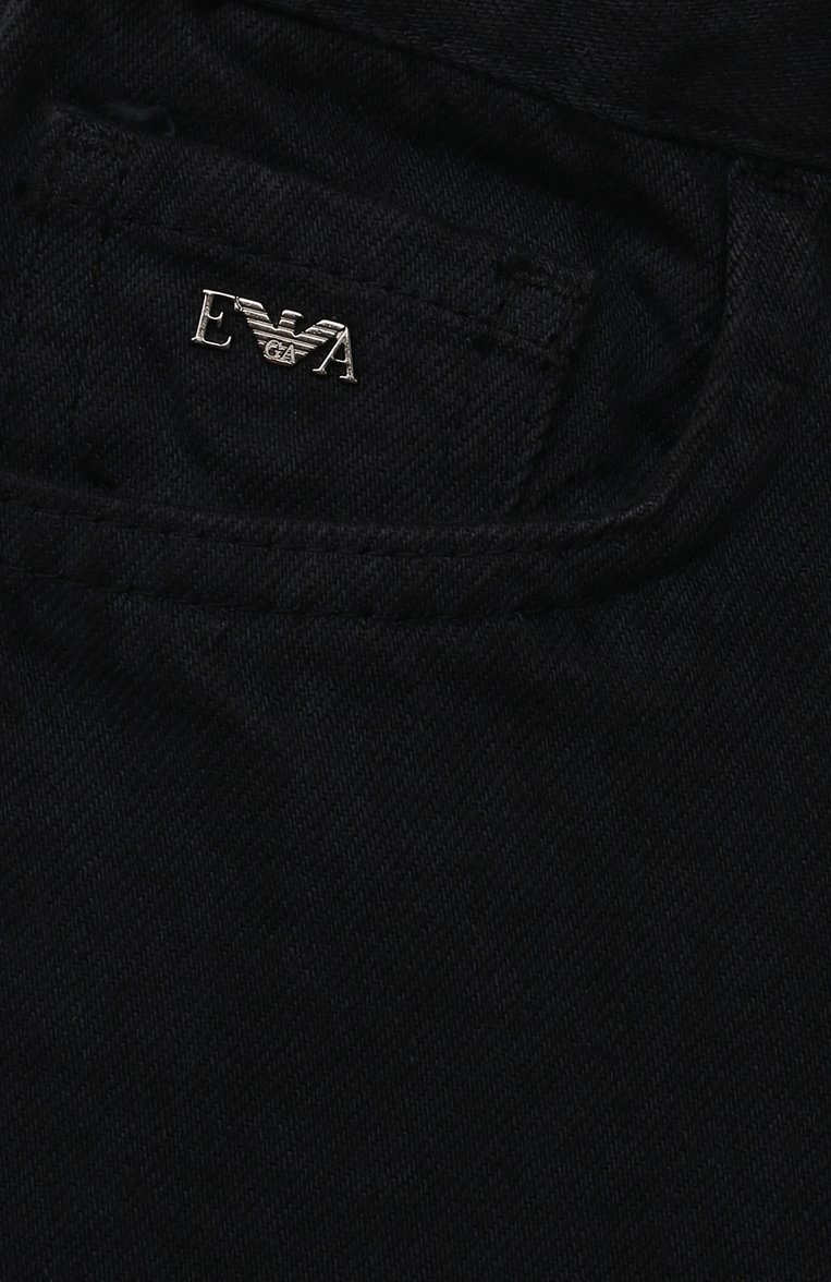 Детские джинсы EMPORIO ARMANI темно-синего цвета, арт. 6R4J75/4N7VZ | Фото 3 (Материал внешний: Хлопок, Лиоцелл; Нос: Не проставлено; Детали: Однотонный; Автоматизация состава: Проставлено)