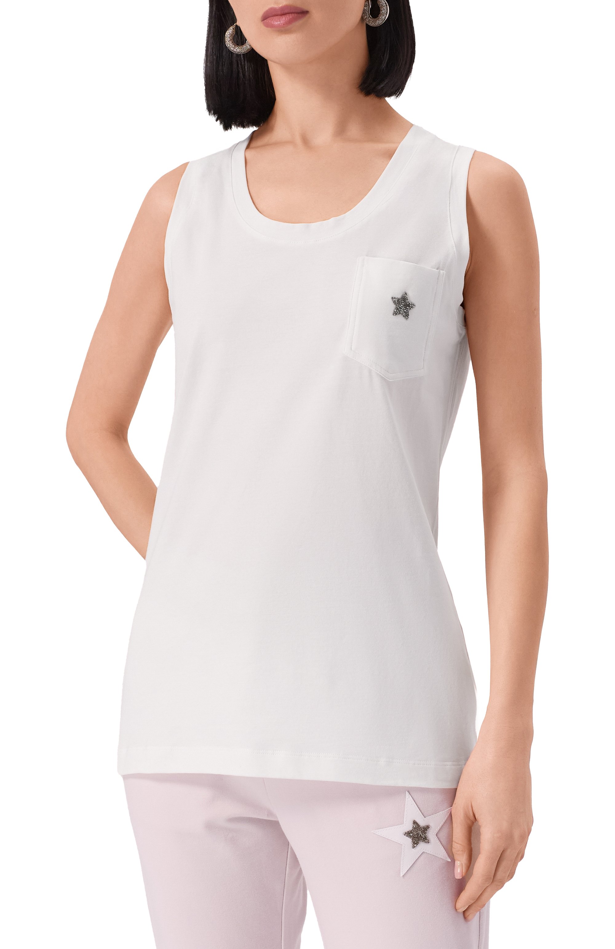 Хлопковый топ LORENA ANTONIAZZI белого цвета по цене 17550 руб., арт. TS21/9999, фото 3 Хлопковый топ LORENA ANTONIAZZI, арт. TS21/9999, фото 3