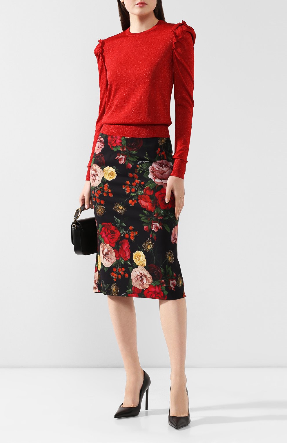 Юбка из вискозы DOLCE & GABBANA черного цвета по цене 109500 руб., арт. F4A1FT/FSRL5, фото 2 Юбка из вискозы DOLCE & GABBANA, арт. F4A1FT/FSRL5, фото 2