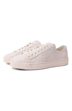 Женские кожаные кеды SANTONI молочного цвета, арт. WBGG61321PNNTDYI | Фото 1 (Драгоценные камни: Проставлено; Материал внутренний: Натуральная кожа; Подошва: Платформа; Материал сплава: Проставлено; Материал внешний: Натуральная кожа; Кросс-КТ: Низкие; Материал утеплителя: Без утеплителя; Стили: Кэжуэл)