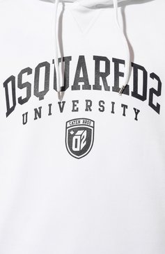 Мужской хлопковое худи DSQUARED2 белого цвета, арт. S74GU0744/S25516 | Фото 5 (Рукава: Длинные; Длина (для топов): Стандартные; Принт: С принтом; Мужское Кросс-КТ: Худи-одежда; Материал сплава: Проставлено; Материал внешний: Хлопок; Стили: Спорт-шик; Драгоценные камни: Проставлено)