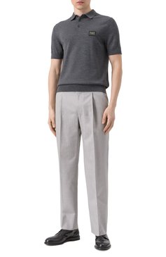 Мужское шерстяное поло DOLCE & GABBANA темно-серого цвета, арт. GX038T/JCVC7 | Фото 2 (Рукава: Короткие; Длина (для топов): Стандартные; Материал сплава: Проставлено; Материал внешний: Шерсть; Драгоценные камни: Проставлено; Застежка: Пуговицы; Стили: Кэжуэл; Принт: Без принта; Кросс-КТ: Трикотаж)