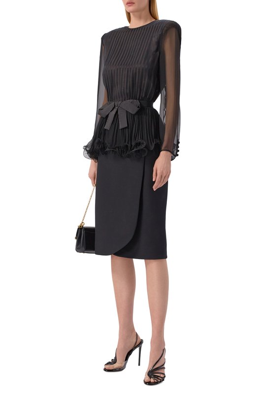 Шелковое платье Valentino 7B0VAGJ1/9SR Чёрный  7B0VAGJ1/9SR Фото 2