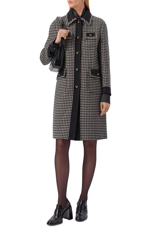 Шерстяное пальто Valentino 7B3CA7S09F1 Чёрно-белый  7B3CA7S09F1 Фото 2