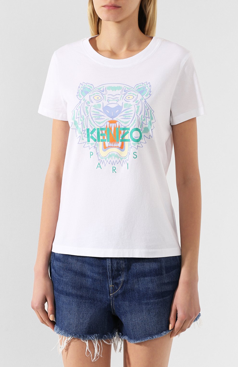 Хлопковая футболка KENZO белого цвета по цене 10900 руб., арт. FA52TS7214YB, фото 3 Хлопковая футболка KENZO, арт. FA52TS7214YB, фото 3
