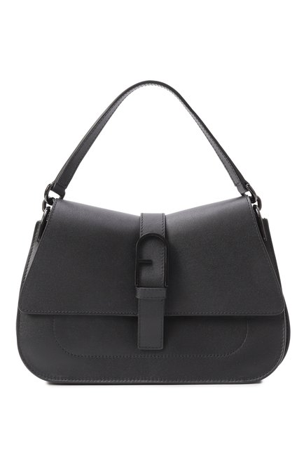 Женская сумка furla flow medium FURLA черного цвета, арт. WB00996/BX2045 | Фото 1 (Материал: Натуральная кожа; Размер: medium; Материал сплава: Проставлено; Ремень/цепочка: На ремешке; Драгоценные камни: Проставлено)