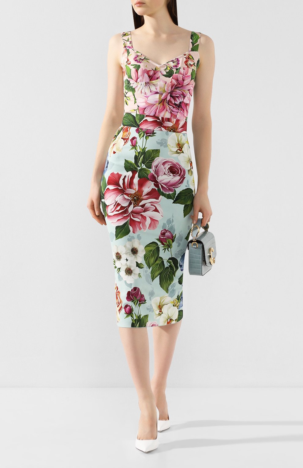 Юбка из вискозы DOLCE & GABBANA голубого цвета по цене 87600 руб., арт. F4BSYT/FSRMJ, фото 2 Юбка из вискозы DOLCE & GABBANA, арт. F4BSYT/FSRMJ, фото 2