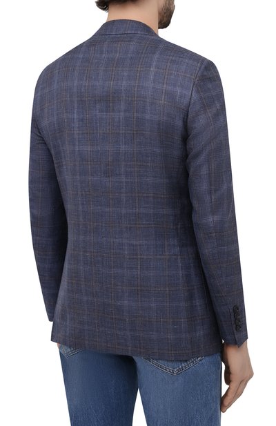 Пиджак из шерсти и шелка CANALI синего цвета по цене 192500 руб., арт. 23288/CF00435, фото 4 Пиджак из шерсти и шелка CANALI, арт. 23288/CF00435, фото 4