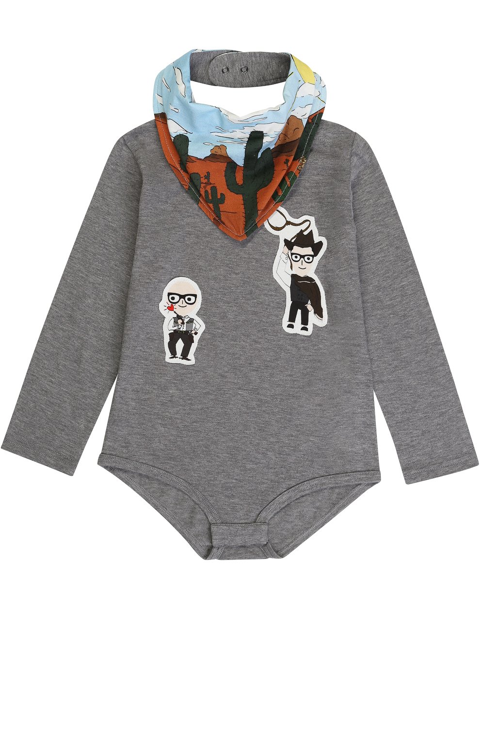 Комплект из хлопкового боди с аппликациями и нагрудника с принтом DOLCE & GABBANA, арт. 0131/L1J0J6/G7JAC, фото 1