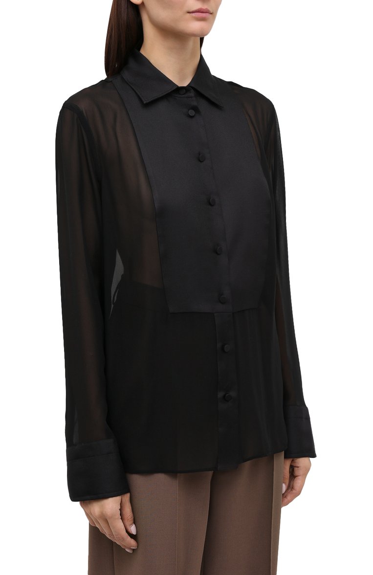 Женская шелковая блузка TOM FORD черного цвета, арт. CA3165-FAX058 | Фото 3 (Длина (для топов): Стандартные; Материал внешний: Шелк; Принт: Без принта; Рукава: Длинные; Стили: Классический; Женское Кросс-КТ: Блуза-одежда; Региональные ограничения белый список (Axapta Mercury): RU)
