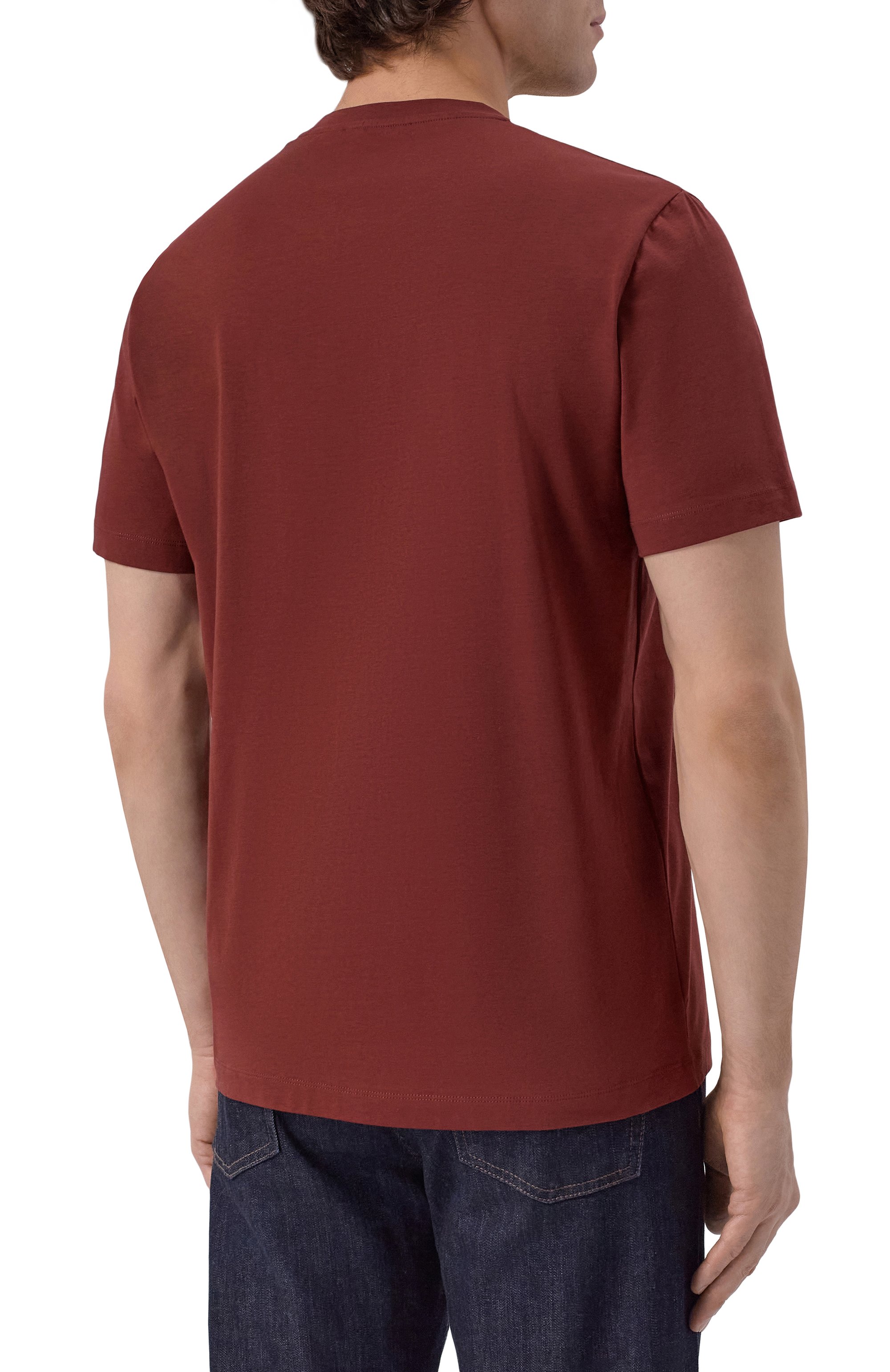 Хлопковая футболка CORNELIANI бордового цвета по цене 19950 руб., арт. 27G586/2725028, фото 4 Хлопковая футболка CORNELIANI, арт. 27G586/2725028, фото 4