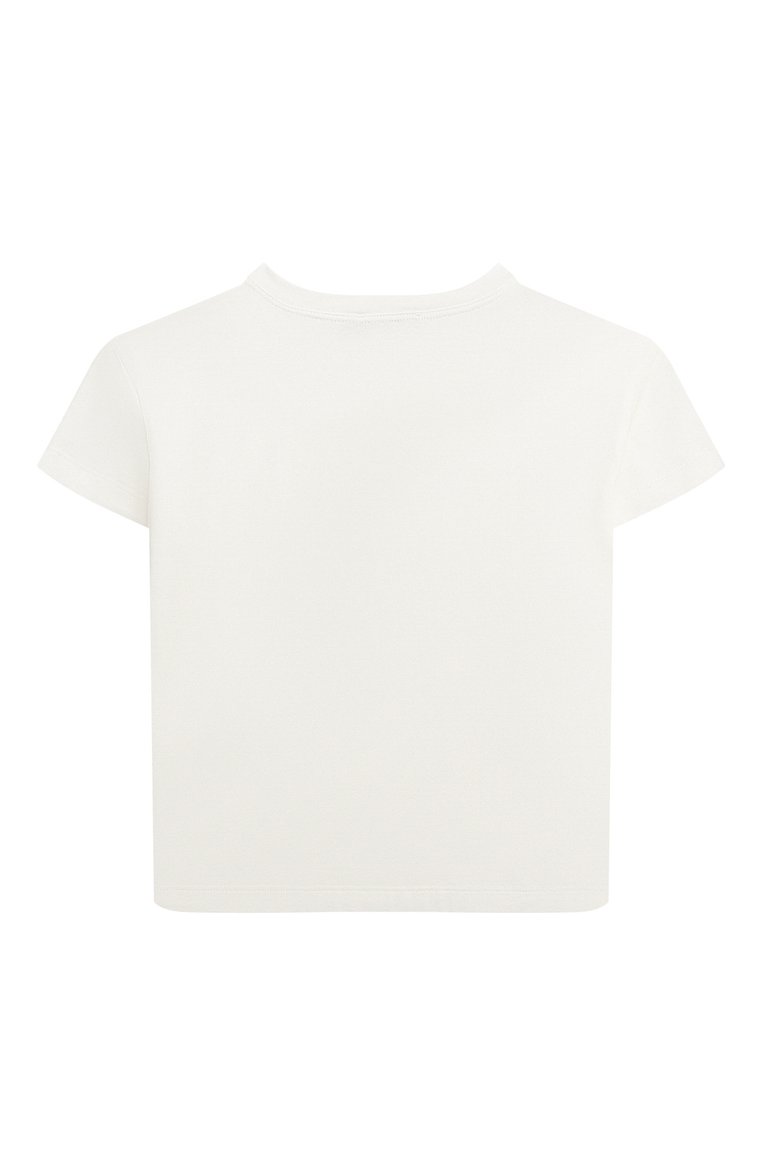 Детская хлопковая футболка ELIE SAAB JUNIOR кремвого цвета, арт. EFTS001 TS0029/14A-18A | Фото 2 (Девочки Кросс-КТ: футболка-одежда; Рукава: Короткие; Материал сплава: Проставлено; Материал внешний: Хлопок; Драгоценные камни: Проставлено)