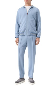 Мужской толстовка KITON голубого цвета, арт. UW2129V0852F02 | Фото 2 (Длина (для топов): Стандартные; Материал сплава: Проставлено; Драгоценные камни: Проставлено; Рукава: Длинные; Стили: Кэжуэл; Мужское Кросс-КТ: Толстовка-одежда; Материал внешний: Синтетический материал)