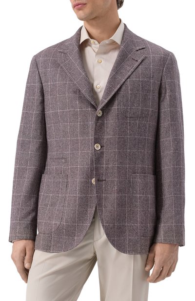 Пиджак из шелка и шерсти BRUNELLO CUCINELLI сиреневого цвета по цене 395000 руб., арт. MY4667BND, фото 4 Пиджак из шелка и шерсти BRUNELLO CUCINELLI, арт. MY4667BND, фото 4